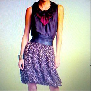 LAFAYETTE 148 - Silk Textured Balloon Skirt with Leather Waist Band